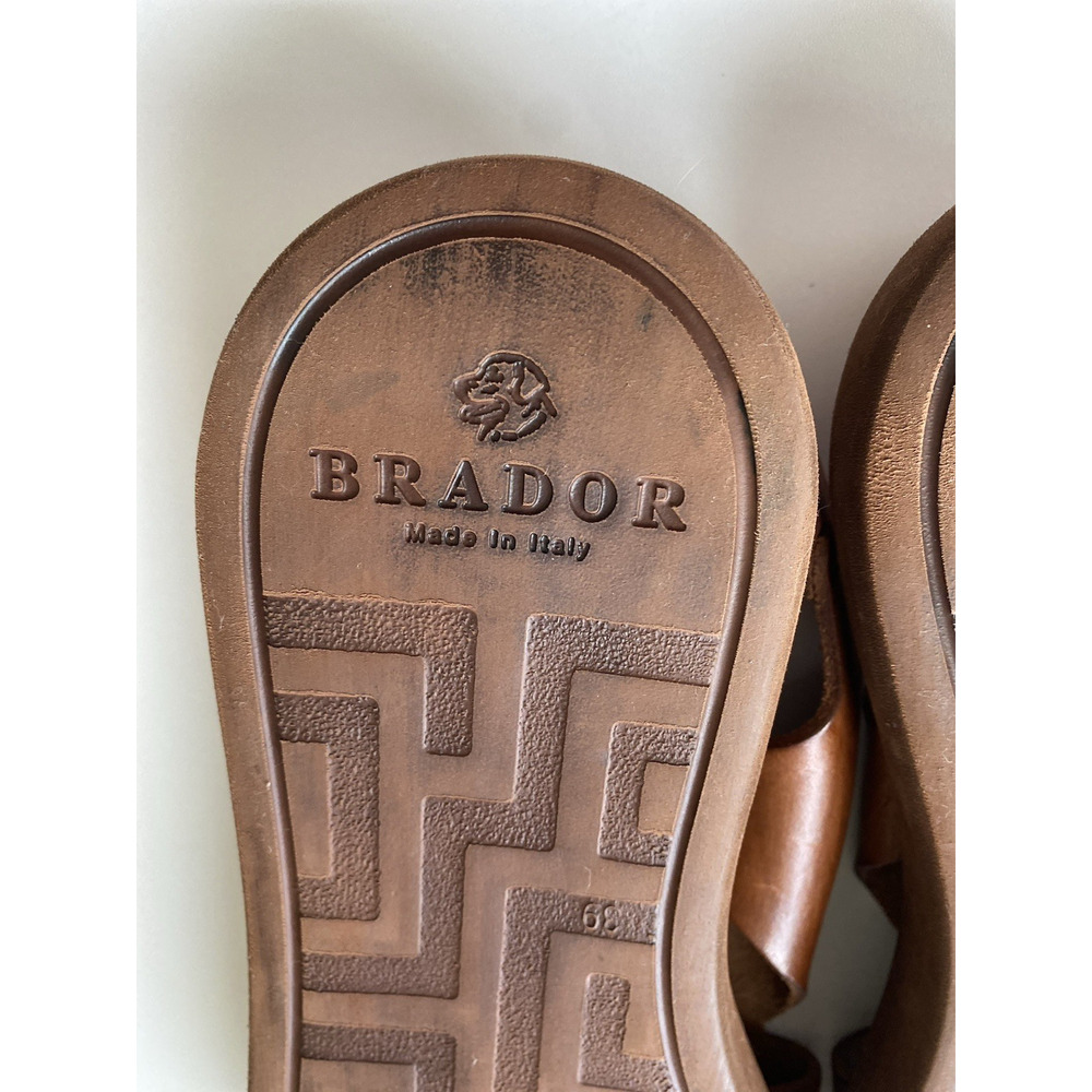 BRADOR $260 India Cigar Platform Sandal Brown Cognac Leather Made In Italy SZ 39 - Picture 11 of 15